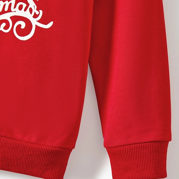 Patpat Women Christmas Letters Print Long-sleeve Casual Red Sweatshirt / Top - Picture 4 of 8